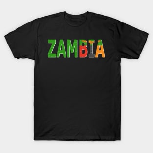 Zambia Text in Colors of the Zambian Flag T-Shirt